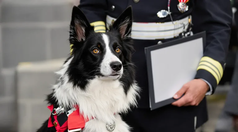 Lors d’une cérémonie traditionnelle, ce chien pompier reçoit une distinction inattendue en Lot-et-Garonne