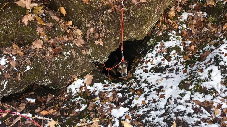 Un chien de chasse tombe dans un trou de 20 mètres, une équipe spécialisée se mobilise pour le sauver